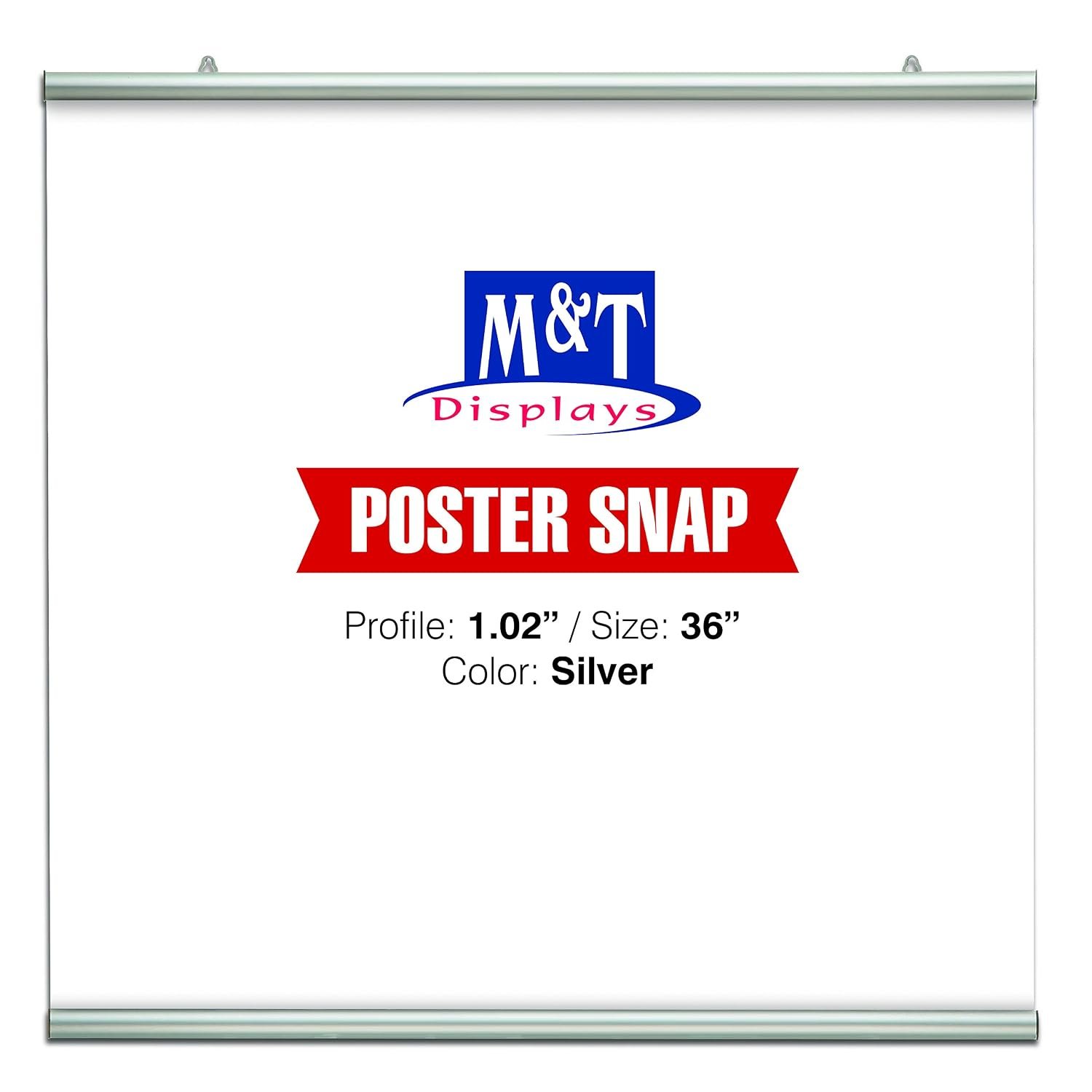 Poster Snap Set for 36" Poster Width 1.02" Silver Anodized Aliminum