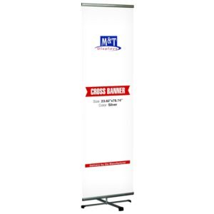 Reusable Banner Travel Display 23.5" Poster Size Silver Anodized Aluminium, Telescopic Pipe adjustable height (One)
