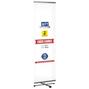Reusable Banner Travel Display 23.5" Poster Size Silver Anodized Aluminium, Telescopic Pipe adjustable height (Two)
