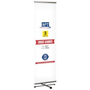 Reusable Banner Travel Display 23.5" Poster Size Silver Anodized Aluminium, Telescopic Pipe Adjustable Height (Five)
