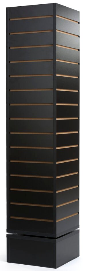 Slatwall Cube Fixture for Floor, 4 Sides, Rotating - Black