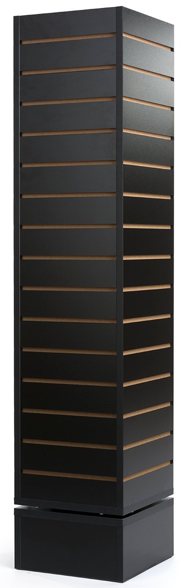 Slatwall Cube Fixture for Floor, 4 Sides, Rotating - Black