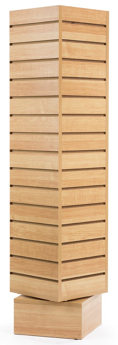 Slatwall Cube Fixture for Floor, 4 Sides, Rotating - Black