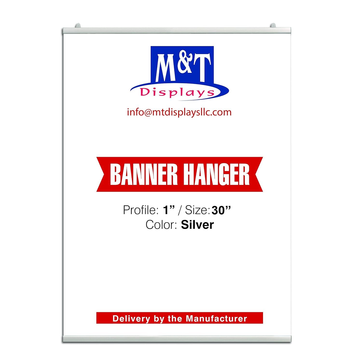 Snap Poster Clamp Set 1" Silver Anodized Aluminum for 30" Poster