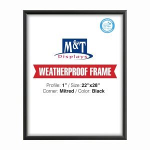 Weatherproof Frame 22 X 28 Inch Poster Size, 1" Aluminum Profile, Black and Silver Color, Mitred Corner (Black)